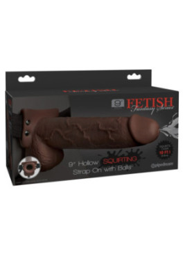 9" Hollow Squirting Strap-on with Balls